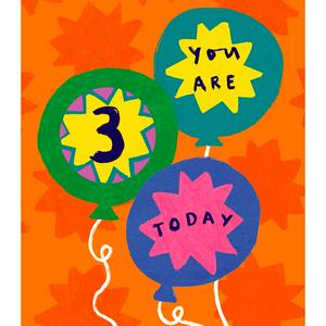 Sainsbury's Happy 3rd Birthday Card Balloons Greeting Card