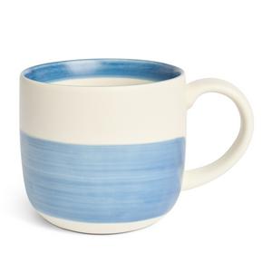 Habitat Cream and Bright Blue Stripe Stoneware Mug, UK version