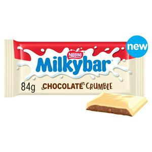 Milkybar Crumble White Chocolate Bar 84g, imported from the UK