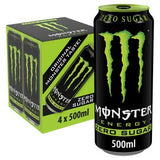 Monster Energy Zero Sugar Energy Drink 4x500ml, imported from the UK
