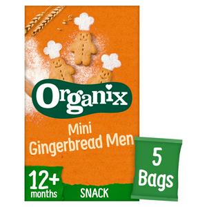 Organix Mini Gingerbread Men Biscuits 5x20g, imported from the UK