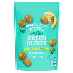 Sainsbury's Pitted Green Olives with Lemon & Thyme Greek Olives 70g