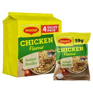 Maggi 3 Minute Instant Noodles Chicken Flavour 4x59g, imported from the UK