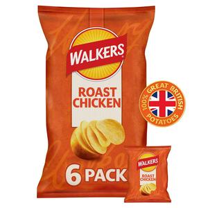 Walkers Roast Chicken crisps 6 x 25g multipack (British brand)