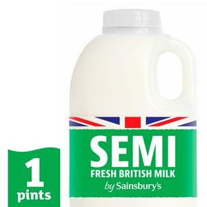 Sainsbury's British Semi Skimmed Milk 568ml (British brand)