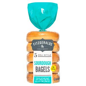 Fitzgeralds Sourdough Bagels Pre-Sliced x5 - British product