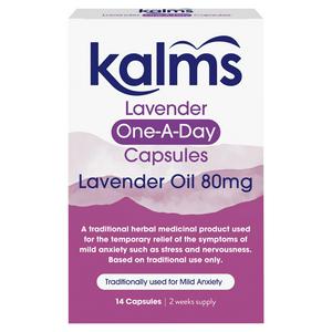 Kalms One-A-Day Lavender Oil 80mg Stress Relief Supplement 14 Capsules
