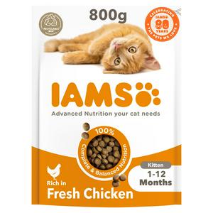 IAMS kitten dry cat food fresh chicken 800g, UK version