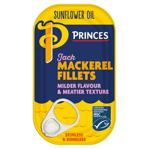Princes jack mackerel fillets 125g sunflower oil - British product