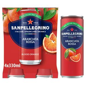 San Pellegrino Blood Orange Sparkling Drink 4 x 330ml cans (British brand)