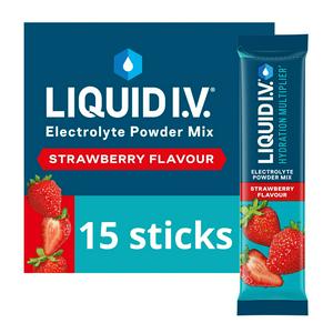 Liquid I.V. Electrolyte Powder Strawberry 15 Sachets, imported from the UK