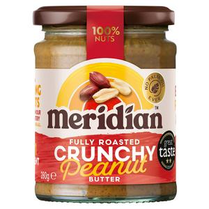 Meridian Crunchy Peanut Butter 280g, imported from the UK