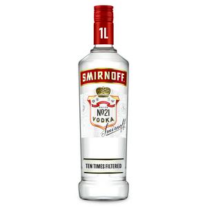 Smirnoff Premium Red Label Vodka 1 Litre glass bottle (British brand)