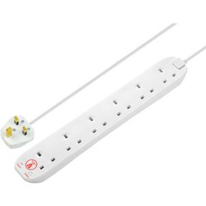 Masterplug 6 Socket Extension Surge Protected 2m, imported from the UK