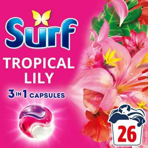 Surf 3 In 1 Laundry Capsules Tropical Lily 26 Wash (British brand)