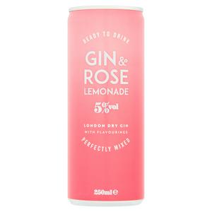 Sainsbury's Gin & Rose Lemonade Alcoholic Pre-Mix 250ml