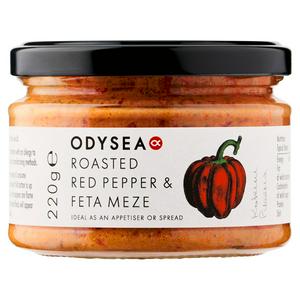 Odysea Roasted Red Pepper & Feta Meze 220g, imported from the UK