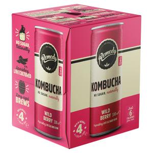 Remedy wild berry kombucha 4x330ml, imported from the UK