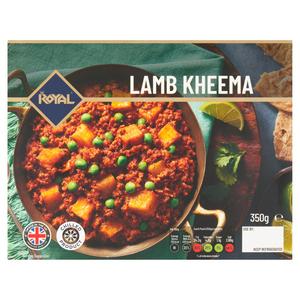 Royal Lamb Kheema Ready Meal 350g, imported from the UK