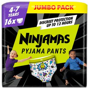 Pampers Ninjamas Pyjama Pants Spaceships 4-7 Years Night Nappies x16