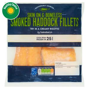 Sainsbury's Smoked Haddock Fillets Skin On Boneless 360g