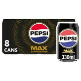 Pepsi Max No Caffeine Cola 8 x 330ml multipack, imported from the UK
