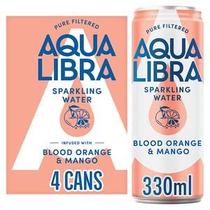 Aqua Libra Blodappelsin Mango Kullsyreholdig Vann 4 x 330 ml Pakke