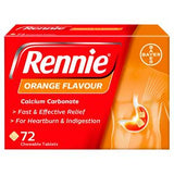 Rennie chewable tablets orange flavour 72 count, imported from the UK