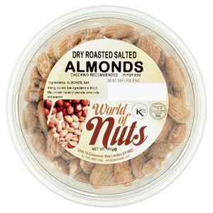 World Of Nuts dry roasted salted almonds 180g (British brand)