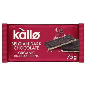 Kallo organic dark chocolate rice thins 75g, UK version