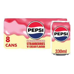 Pepsi Treats Strawberries N Cream Flavour Cans 8 x 330ml