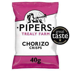 Pipers Trealy Farm Chorizo Crisps 40g, imported from the UK