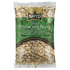Natco roasted salted jumbo pistachio nuts 750g, imported from the UK