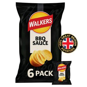 Walkers BBQ Sauce potato crisps multipack 6 x 25g (British brand)