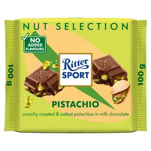 Ritter Sport Pistachio Chocolate Bar 100g, imported from the UK