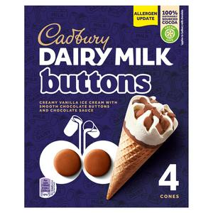 Cadbury Dairy Milk Buttons ice cream cone 4 pack 100ml - British product