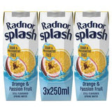 Radnor Splash orange passion fruit flavoured water 3x250ml, imported from the UK