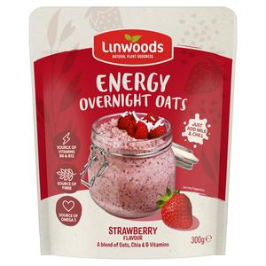 Linwoods Energy Overnight Oats Strawberry Flavour 300g, UK version