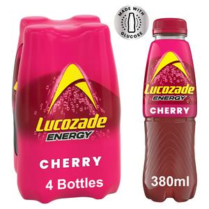 Lucozade Energy Cherry 4x380ml pack, imported from the UK