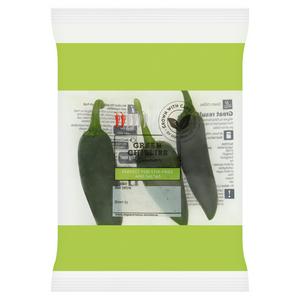 Sainsbury's green chillies 65g fresh vegetables pack (British brand)
