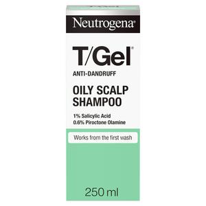 Neutrogena T-Gel Oily Scalp shampoo 250ml bottle, imported from the UK