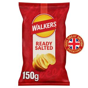 Walkers Ready Salted sharing crisps 150g packet (British brand)