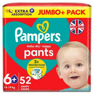 Pampers Baby Dry Pants Size 6+ 52, imported from the UK