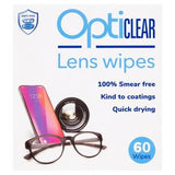 Opticlear lens wipes 60 pack, imported from the UK