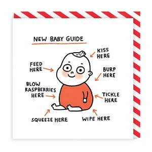 New Baby Guide Greeting Card blank 21cm square imported from the UK