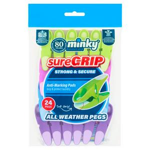 Minky Sure Grip Clothes Pegs Pack of 24, imported from the UK