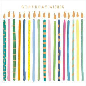 Sainsbury's Happy Birthday Wishes Card Rainbow Candles Greeting Card