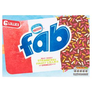 Fab Strawberry Ice Lolly Chocolate Coated 6 Pack