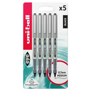 Uni-Ball Eye black rollerball pens 5 pack (British brand)