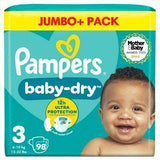 Pampers Baby Dry Nappies Size 3 98 count, imported from the UK